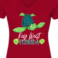 thumbnail image 4 of Inktastic Key West, Florida Happy Sea Turtle Women's V-Neck T-Shirt, 4 of 5