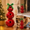 thumbnail image 4 of FeiBiQiuBi 23.6" Stacked Metal Jingle Bells Christmas Decoration, 3 Tier Large Star Cutout Red Metal Bell Topiary with Green Bow, Indoor Outdoor Farmhouse Holiday Display Ornament, 4 of 7