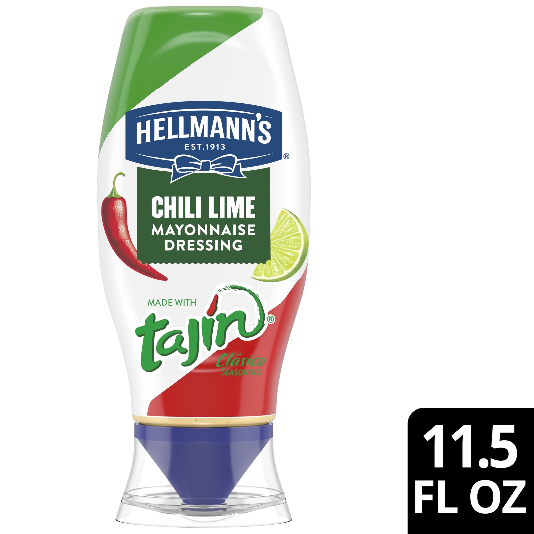 Hellmann's Chili Lime Mayonnaise Dressing Condiments Made with Tajin, 11.5 fl oz Squeeze Bottle