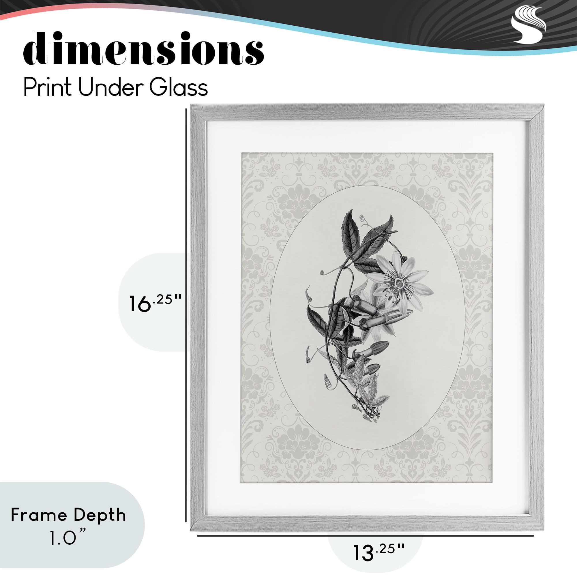 Stupell Industries Vintage Botanical & Lace Gray Framed Print Under Glass, design by CAD Designs