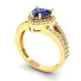 thumbnail image 2 of Halo Engagement Ring for Women - 1.49ct Simulated Tanzanite in 14K Yellow Gold Promise Ring, 2 of 6