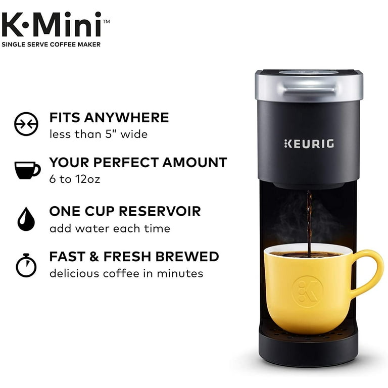 KitchenBro RNAB0C2464K7K single serve coffee maker k cup with reservoir,  small pods coffee maker 6-14 oz brew size, mini single cup coffee maker fits