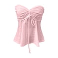 thumbnail image 5 of Bovemsi Women's Tanks & Camis Tie Front Ruched Tube Top Strapless Flared Peplum Bandeau Tops Camisoles for Under Clothes, 5 of 6