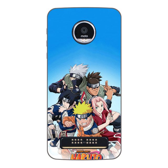 funda para teléfono motorola moto z play/moto z force 5.5 pulgadas lindo naruto pintado tpu funda suave
