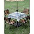 thumbnail image 3 of Outdoor Tablecloth with Umbrella Hole & Zipper, Blue Coastal Palm Leaves Square Tablecloth 54x54 Inch, Summer Botanical Tropical Patio Table Cover Waterproof Table Cloth for Picnic/Party, 3 of 7