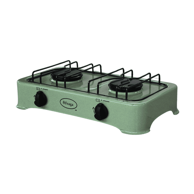 FRAGA Parrilla de Mesa, FRAGA P802, 2 Quemadores, Porcelanizada,Encendido Manual, Gas L.P., Hecho en México.