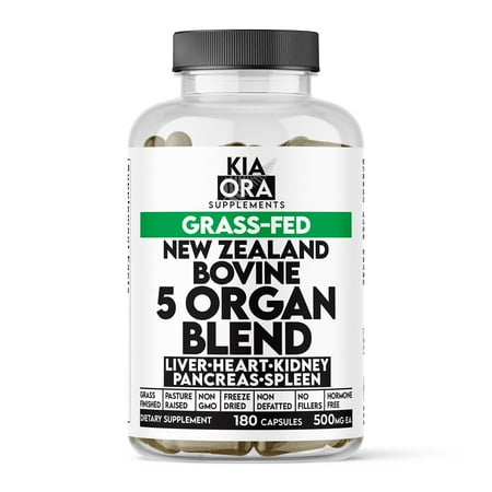 New Zealand Grass-Fed Bovine 5 Organ Blend, 180ct | Liver, Heart, Kidney, Pancreas, Spleen
