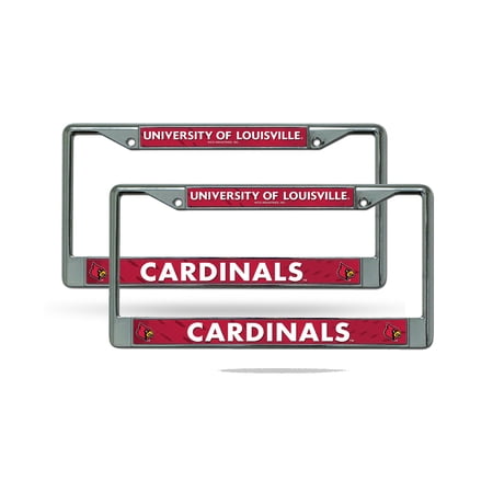 Louisville-Cardinal's Chrome Metal (Set of 2) License Plate Frame