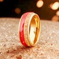 thumbnail image 1 of Rose Gold Color Brushed Deer Antler and Meteorite Rings Fashion Men Stainless Steel Rings for Men Wedding Band Jewelry Gift, 1 of 7