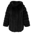 thumbnail image 4 of Women's Double Faced Fleece Jacket, Open Front Longline Cardigan, Oversized Plush Coat, Soft Warm Outerwear, Fall Winter Loungewear Topper, Cozy Shawl Collar Wrap Black L, 4 of 5