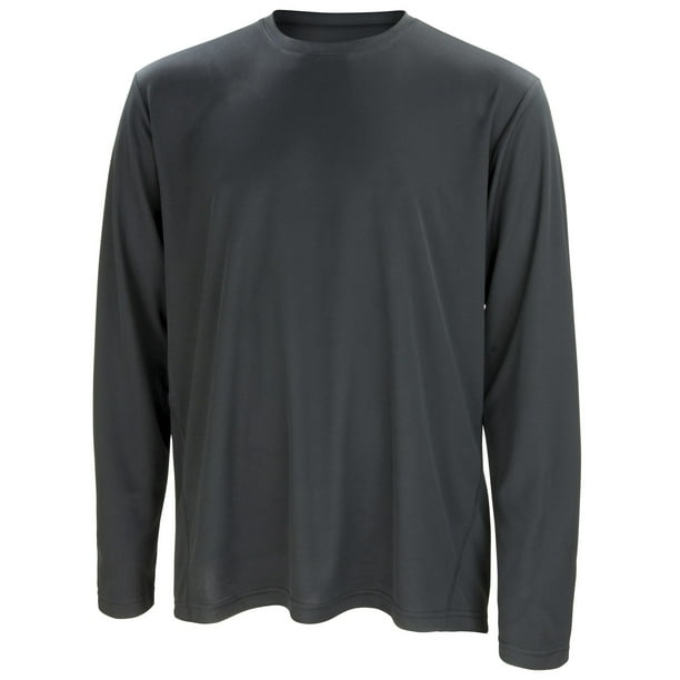 Spiro - Camiseta de deporte transpirable de manga larga para hombre - Ideal Running/Gym y otros deportes (Negro)