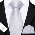 thumbnail image 3 of Set de corbatas Barry.Wang de seda blanca con cachemir, 160 cm, 3 of 5