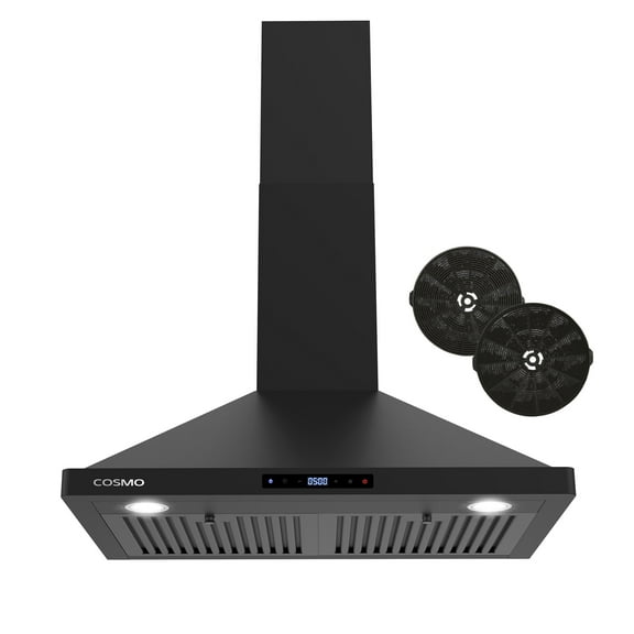 Cosmo 30 in. Vista Collection Ductless Wall Mount Range Hood, Touch Controls, LED Lights, Matte Black