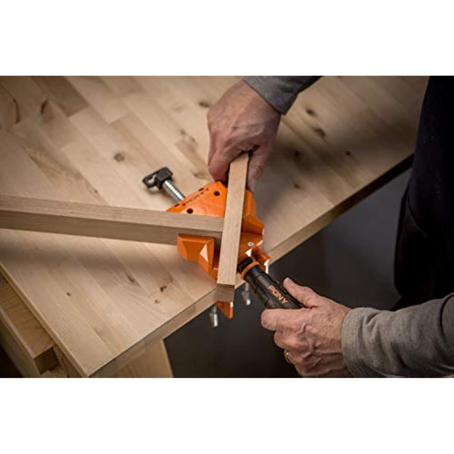 Pony Jorgensen 9180 2" 90 Degree Angle Clamp with Two Table Clamps, Framing, Cabinet Assembly, Adjustable, Woodworking