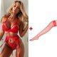 thumbnail image 1 of Conjunto De 4 Piezas Ropa Interior Mujer + Medias + Tanga Talla Grande Sujetadorespangjing, 1 of 4