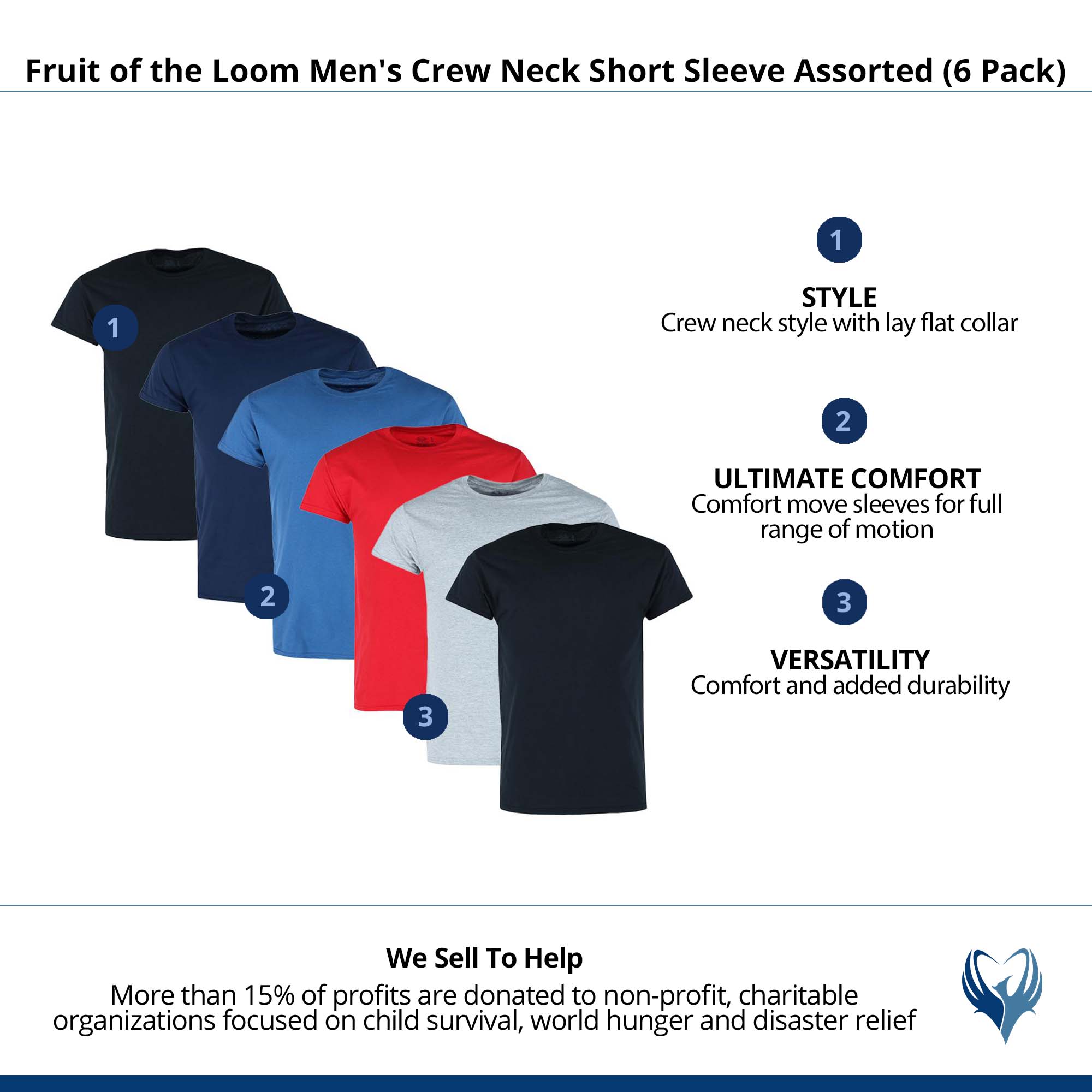 Men's Crew Neck T-Shirt Undershirts, EverSoft Breathable, Moisture-Wicking, Tag-Free Multipack, Available in Big & Tall