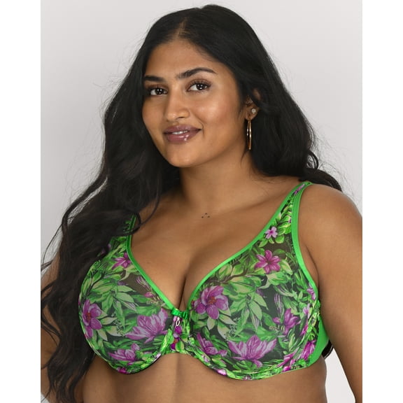 Curvy Couture Women's Plus Size Sheer Mesh Plunge T-shirt Bra