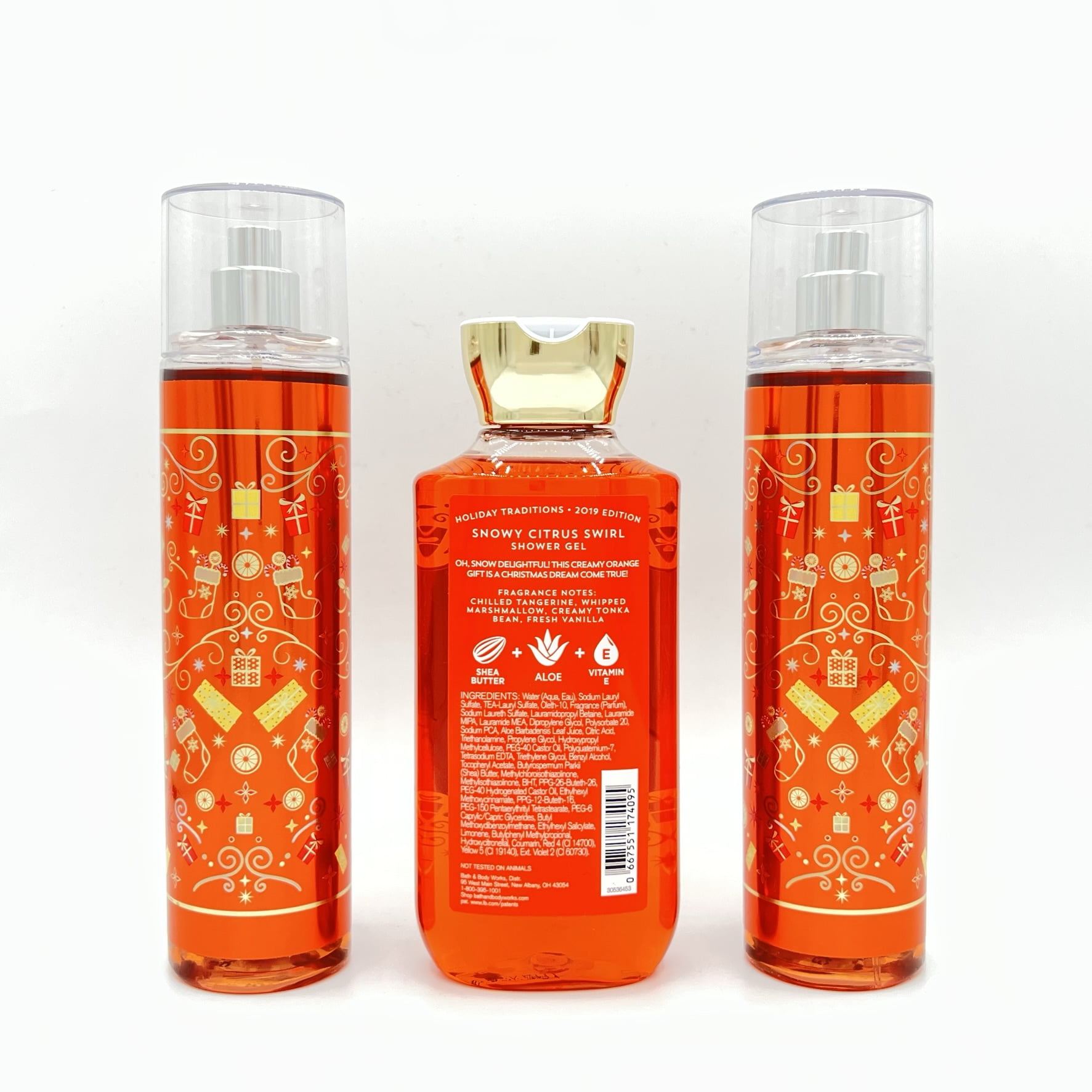 Bath and Body Works Snowy Citrus Swirl 3 Piece Bundle of Two 8oz