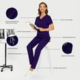 thumbnail image 2 of VIAOLI Medical Scrubs for Women Set – V-Neck Top & Straight-leg Pants with Drawstring Waist for Nurse Uniform, 9 colors, 2 of 6