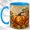 Blue, variant on Floral Pumpkin Coffee Mug, Autumn Harvest Mug, Ceramic 11 oz