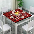 thumbnail image 3 of Red Black Plaid Square Fitted Elastic Edge Table Cloths, Christmas Deer Polyester Table Cloth, for Indoor Holiday Family Banquet and Outdoor Patio Use, Fit for 36" x 36" Square Table, 3 of 4