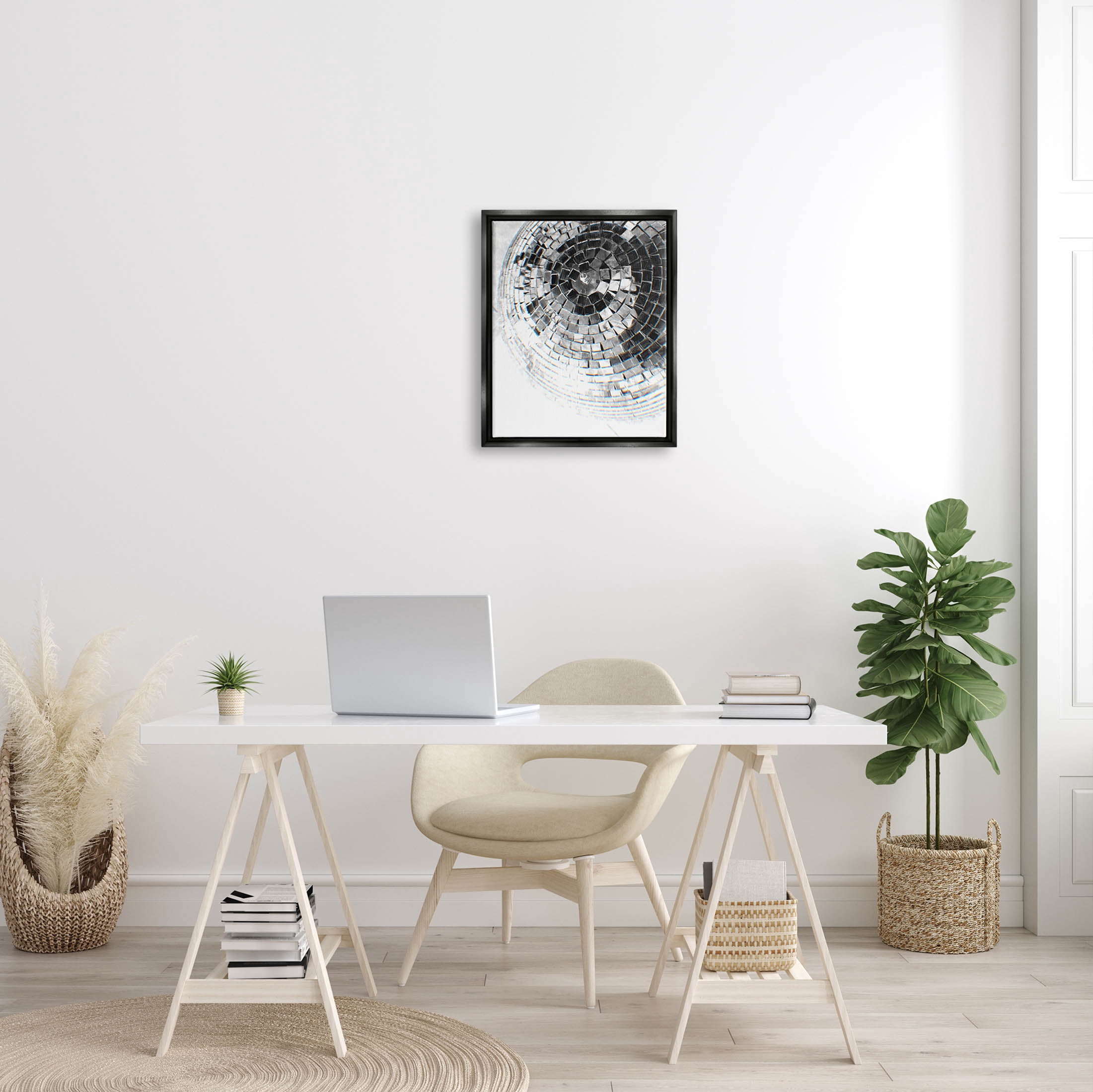 Stupell Industries Fading Disco Ball Monochrome Photography Photograph Jet Black Floating Framed Canvas Print Wall Art, Design by Ziwei Li