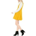 thumbnail image 5 of INSPIRE CHIC Women's Overall Dress Solid U Neck Button Decor Flared Hem XS Yellow, 5 of 9