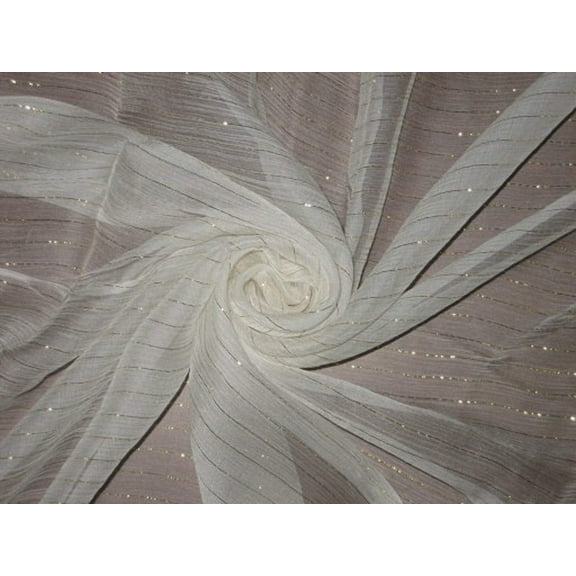 Ivory Chiffon with Metallic stripes Fabric