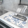 thumbnail image 5 of Vintage Blue Floral Dish Drying Mat for Kitchen Counter 18x24 Inch Chinoiserie Flowers Absorbent Reversible Microfiber Dish Pad Dish Drainer Rack Mats Countertops Protector Mat, 5 of 7