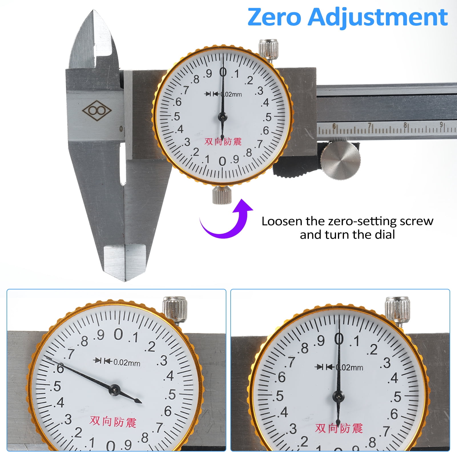Vernier caliper,Steel Vernier Precision Stainless Caliper Dial Calipers Vernier Caliper 0.02mm Tool Calipers Precision 0-150mm 0.02mm Precision Dial Tool Steel Dial Vernier 0.02mm Dial Caliper