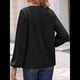 thumbnail image 4 of Blusa de Larga con Cuello en V para Mujer, Estilo Farol, Elegante, Informal, de Punto Acanalado, Corte Holgado, Otoño 2025 Negro L, 4 of 8