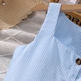 thumbnail image 3 of Girls Blue White Striped Sleeveless Button Down A Line Summer Sundress 7-12 Years Kids Casual Dress,Size 10-11T, 3 of 9