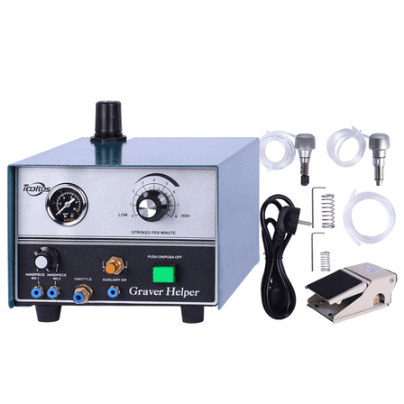 Double-Handle Graver Helper - 110V Jewelry Pneumatic Engraving Machine with 100-4000 RPM for Crafts and Wrought Iron
