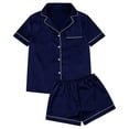 thumbnail image 3 of Audhol Pajamas for Women Set Satin Silk Loungewear Sets Sleepwear Womens Set Button Down Pajamas Two Piece Women Suits Sets Silk Pajamas for Women Navy 2XL, 3 of 6