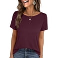 thumbnail image 7 of ANRABESS Womens Boat Neck Tops Short Sleeve T-Shirts Causal Fashion Tee Shirts 2026 Summer Spring Clothes Burgundy Small, 7 of 7
