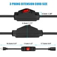 thumbnail image 2 of Uxcell Copper Outdoor Extension Cord with Waterproof Switch 3 Prong Extension Cable Black 1.5Ft 1 Pcs, 2 of 7