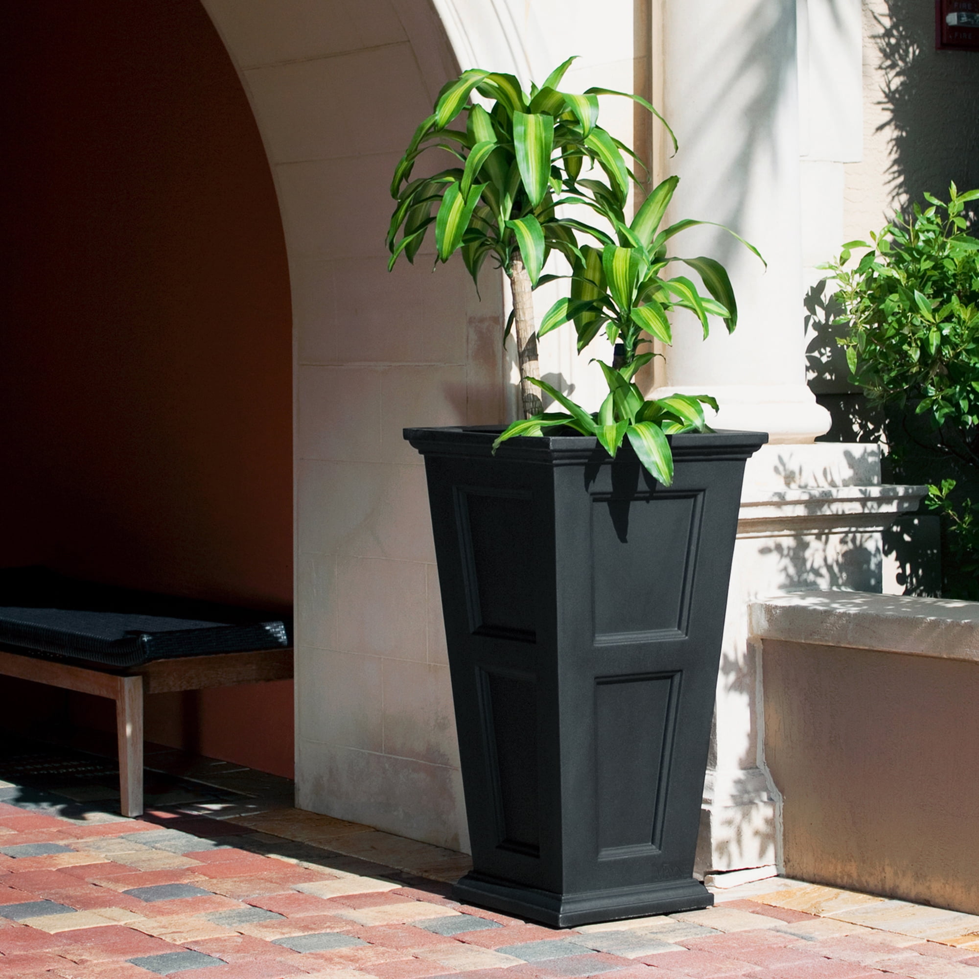 Mayne Fairfield 22" x 22" x 40" Square Tall Black Plastic Planter