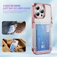 thumbnail image 5 of Allytechgroup iPhone 13 Pro Clear Case with Cards Holder, Soft TPU Back Shell Bumper Anti-Scratch Shockproof Bumper Not Yellowing Slim Phone Case for Apple iPhone 13 Pro, Pink, 5 of 8