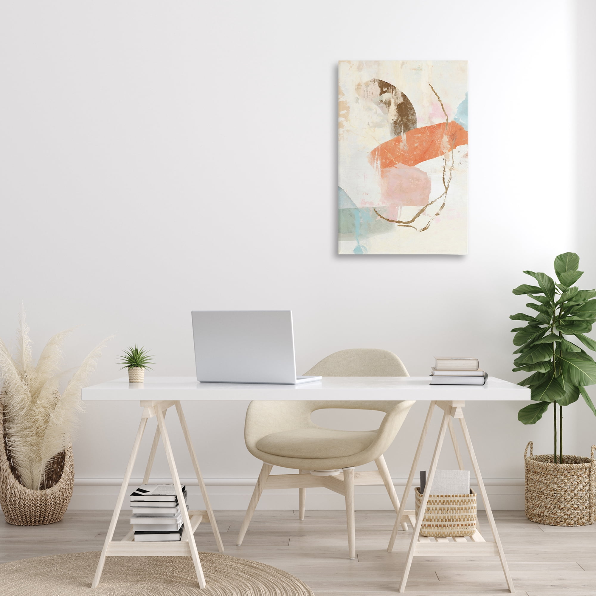 Stupell Industries Rustic Abstract with Orange Accent Abstract Painting Gallery Wrapped Canvas Art Print Wall Art, 20 x 30