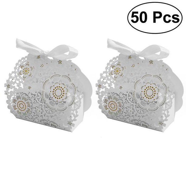 50pcs Hollow Diecut Favor Boxes Wedding Candy Boxes Wedding Gift Boxes