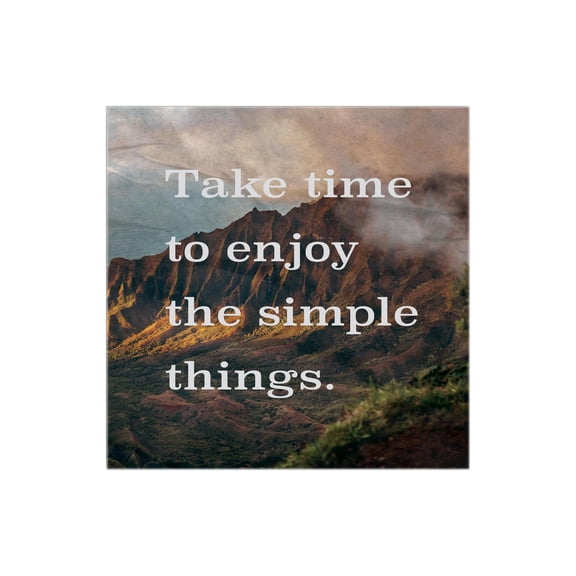 Enjoy Simple Things Misty Brown Mountain 12 x 12 Wood Wall Sign Plaque