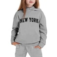 thumbnail image 2 of LRen Girls Sweatsuits Size 7 Long Sleeve Bow Print Hoodie Sweatshirt + Pants 2 Pieces Sweatsuit Regular Fit Tracksuit 2 Piece Back To School Outfits, 2 of 4