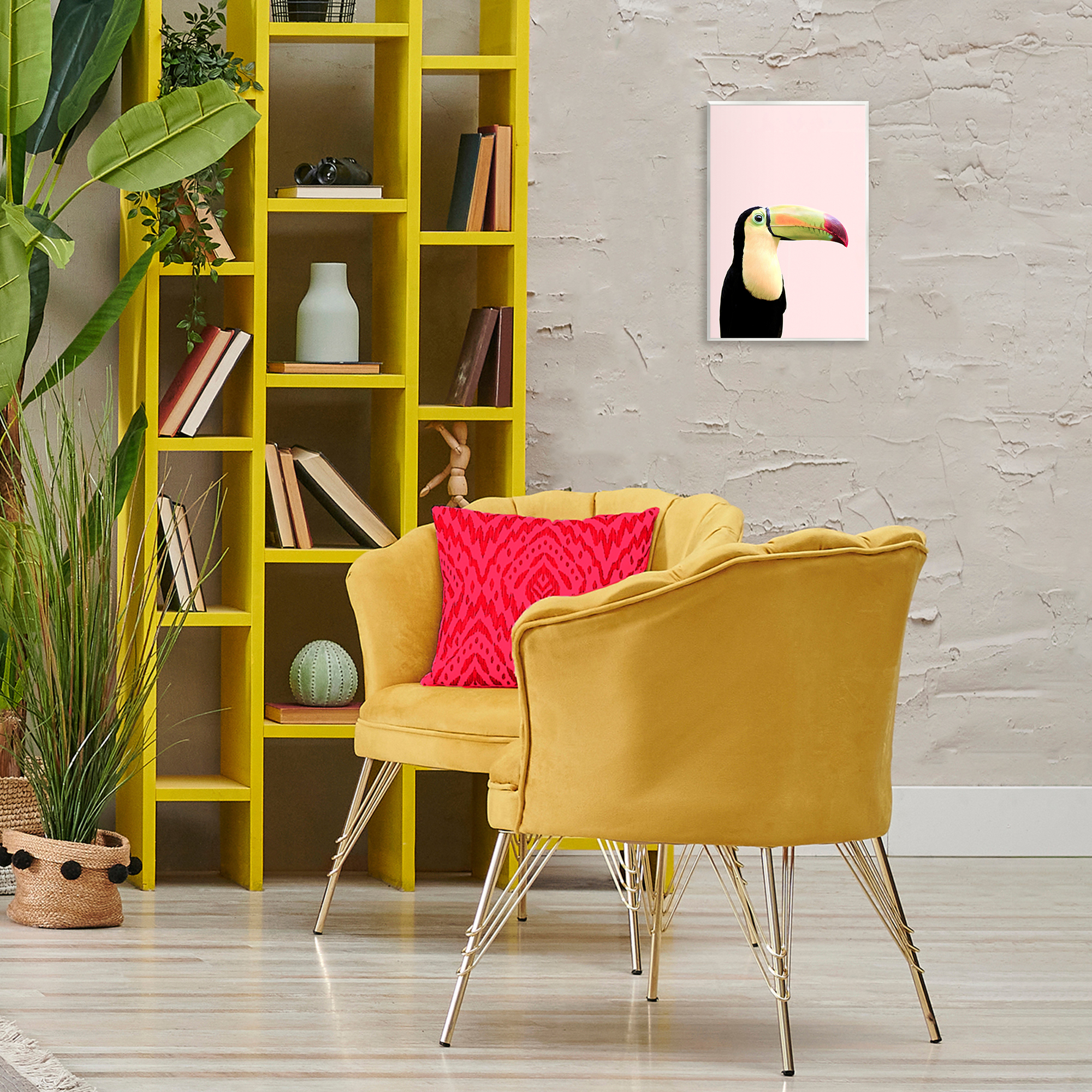 Stupell Industries Pastel Toucan on Pink Animals Painting Unframed Art Print Wall Art, 10 x 15