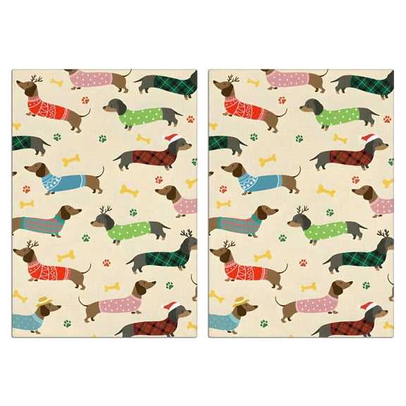 2 Pcs Funny Kitchen Towels,Colorful Funny Dachshund Microfiber Dish Towels,Kitchen Tea Towels,Kitchen Towel Set (18" X 26")
