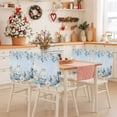 thumbnail image 2 of Christmas Owl Chair Covers Set of 4 Blue Eucalyptus Leaves Floral Winter Gradient Chair Back Covers Stretch Removable Washable Slipcovers Protector for Dining Room Kitchen Party Decor, 2 of 5