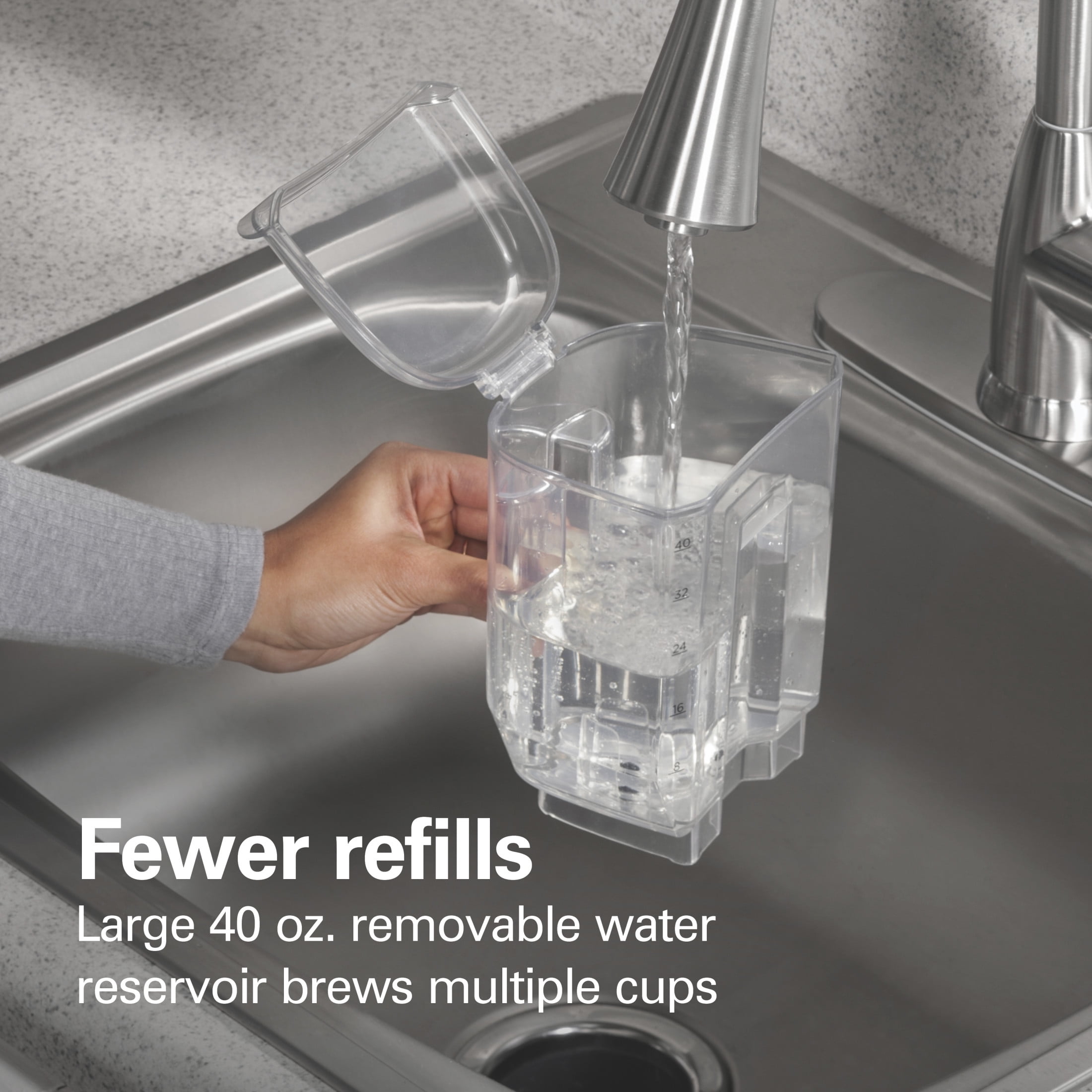 Hamilton Beach The Scoop Single Serve Coffee Maker, Removable Reservoir, Stainless Steel