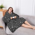 thumbnail image 5 of Oversized Wearable Blanket Hoodie,Black White Gothic Witch Skull Pattern Sherpa Blanket Hoodie with Super Pockets,Super Warm Fuzzy Pullover for Women & Men, 5 of 6