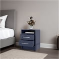 thumbnail image 2 of JERFIT Modern Nightstand with 2 Drawers and Open Shelf, Navy Blue Bedside Table with Scratch-Resistant Melamine Surface, Small Bedroom Storage Cabinet, 2 of 8