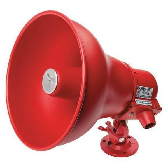 Horn, Fire Alarm, Continuous/Pulse, 25/70V, 93 to 102dB, Steel, Red, Wall Mount