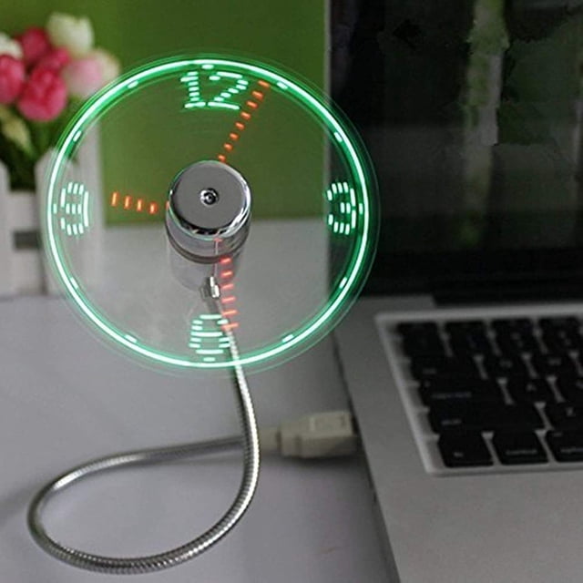 Ventilador de reloj USB LED con función de visualización en tiempo real, ventiladores de reloj USB, plata (reloj) esquí esquí Gafas de esquí